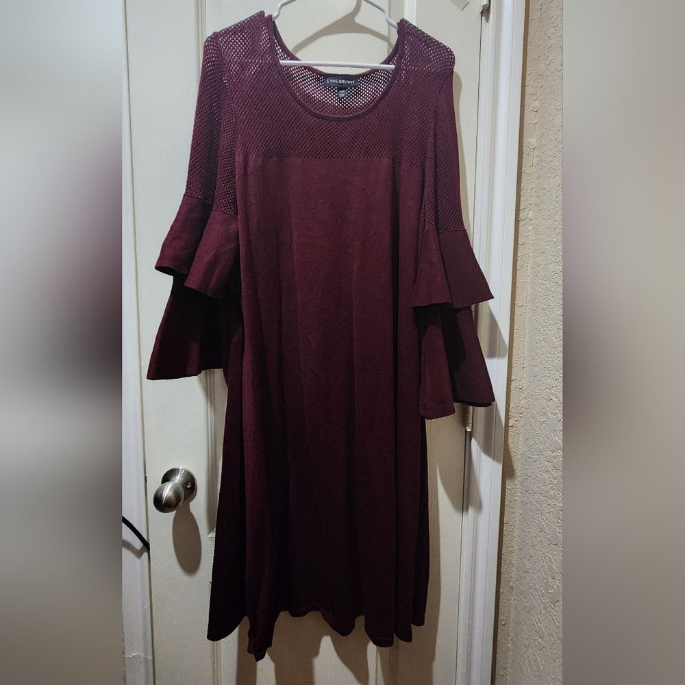 Lane Bryant Burgundy Long Sleeve Dress Sz 18/20